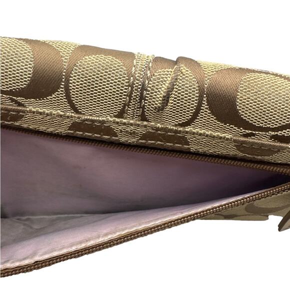 COACH Brown and Tan Signature Canvas Wallet - Picture 10 of 11